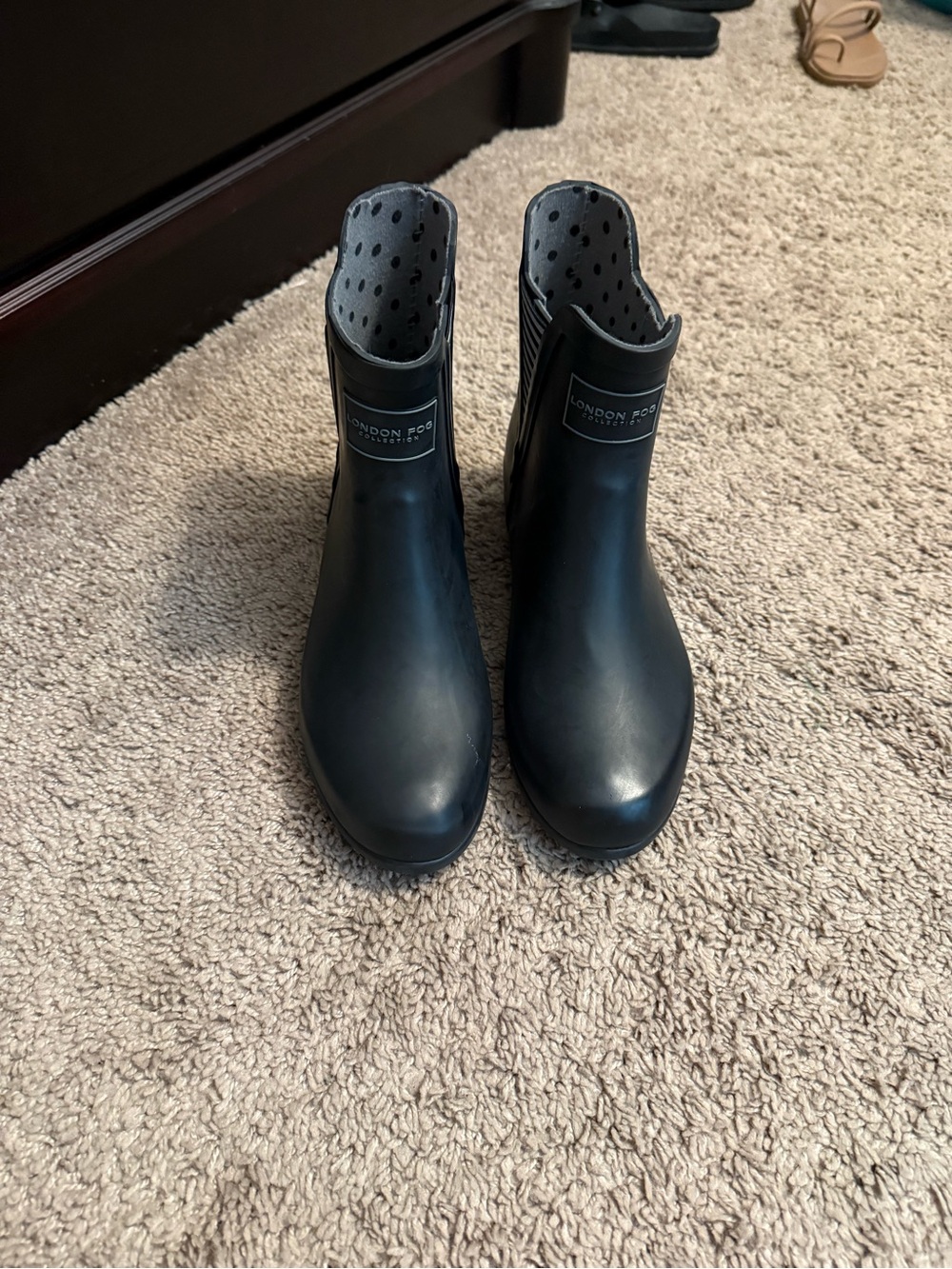London Fog Black Chelsea-Style Rain Booties